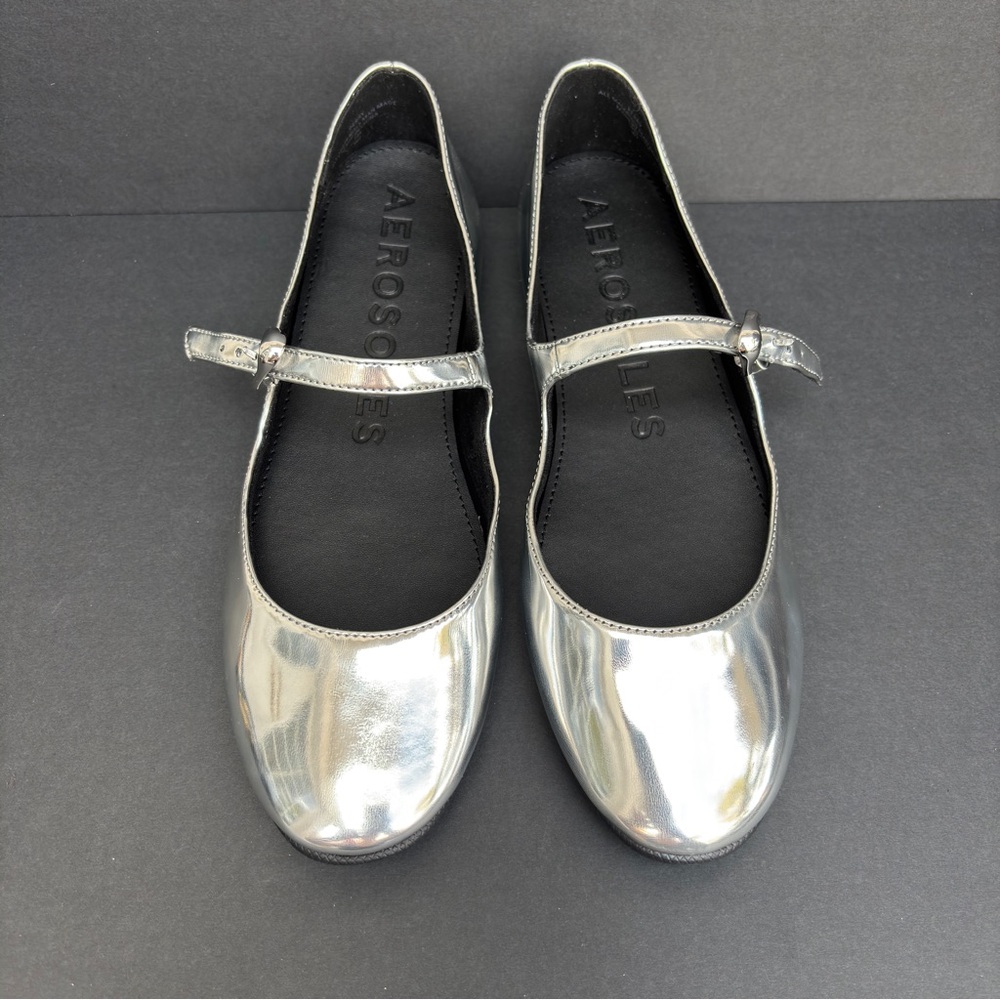 Aerosoles Y2K Metallic Silver Mary Jane Flats Size 7 - Picture 4 of 11